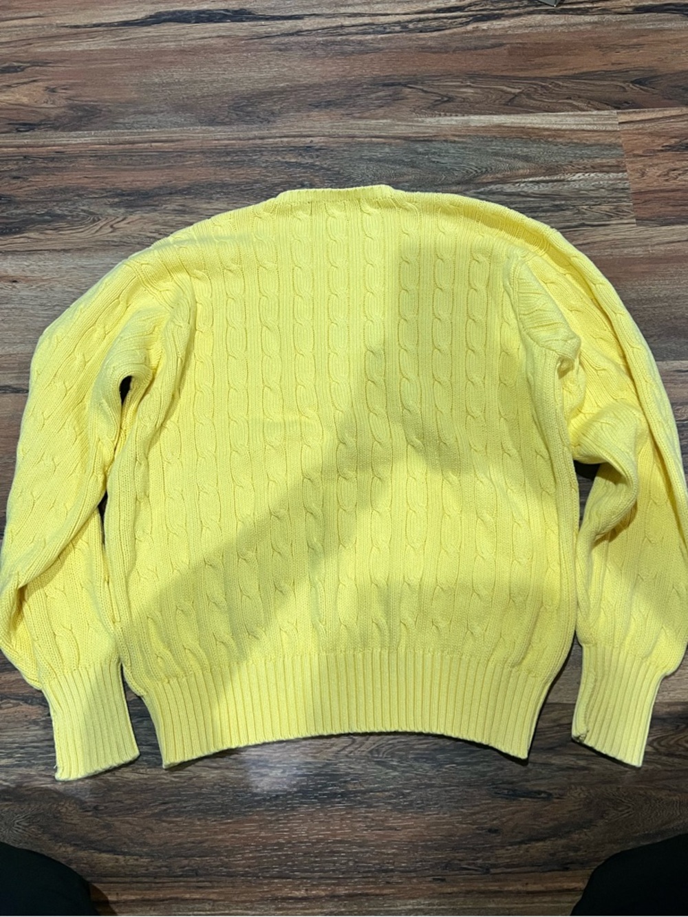 Ralph Lauren Yellow Cable-Knit Crewneck Sweater with Polo Crest - Picture 4 of 4